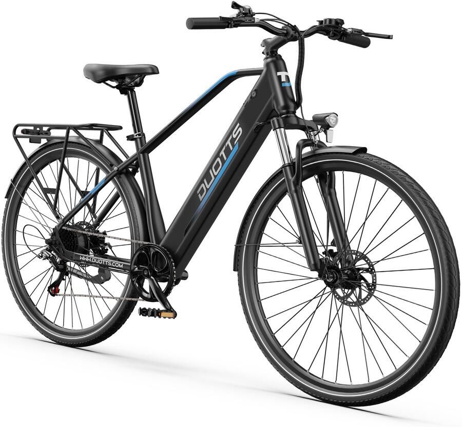 DUOTTS Elektrische Fiets C29Lite 468Wh 13 Ah Accu 80 km Bereik 250W Motor 27.5 Anti-Lekbanden- Shi o 7 Versnellingen Mechanische schijfrem Ijzeren Frame Kleuren display Inclusief Bagagedrager Stadsfiets
