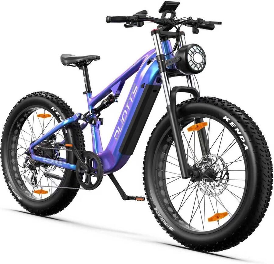 DUOTTS Elektrische Fiets E26 960Wh 20 Ah Accu 120 km Bereik 250W Motor 26*4.0 Inch Banden Shi o 8 Versnellingen Hydraulische Schijfrem Motor Bafang met koppelsensor Aluminium Frame Elektrische Mountainbike Blauw