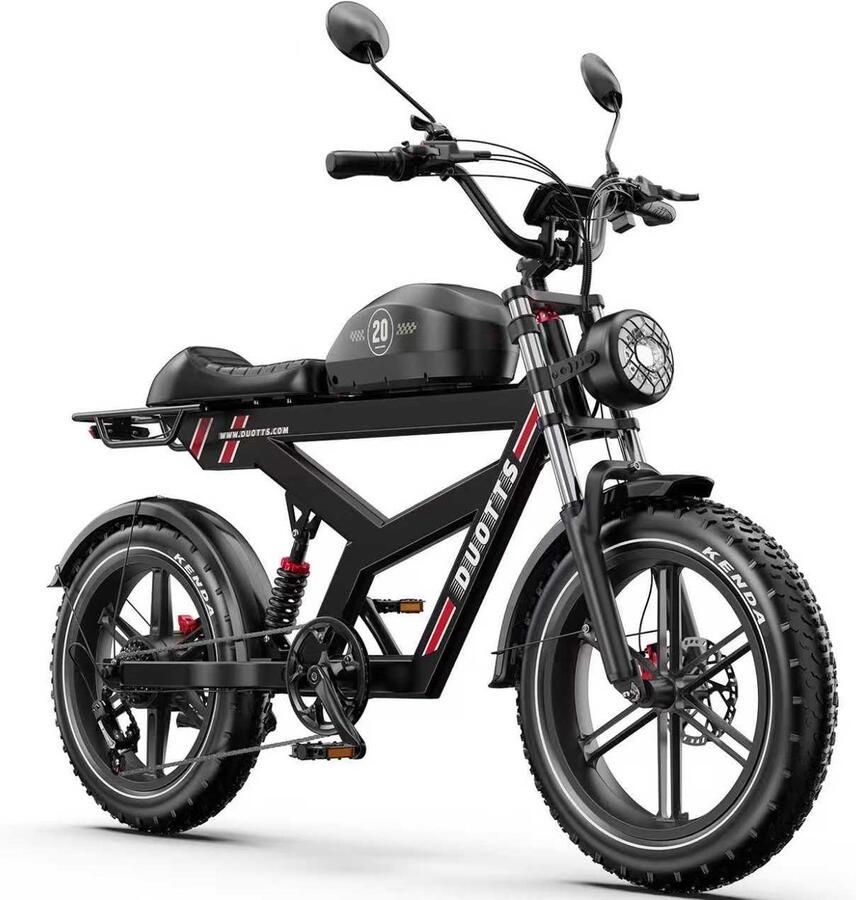 DUOTTS Elektrische Fiets F20 1296 Wh 27 Ah Accu 140 km Bereik 250W Motor 20*4.0 Inch Banden Shi o 7 Versnellingen Hydraulische Schijfrem Aluminium Frame Elektrische Stadsfiets zwart