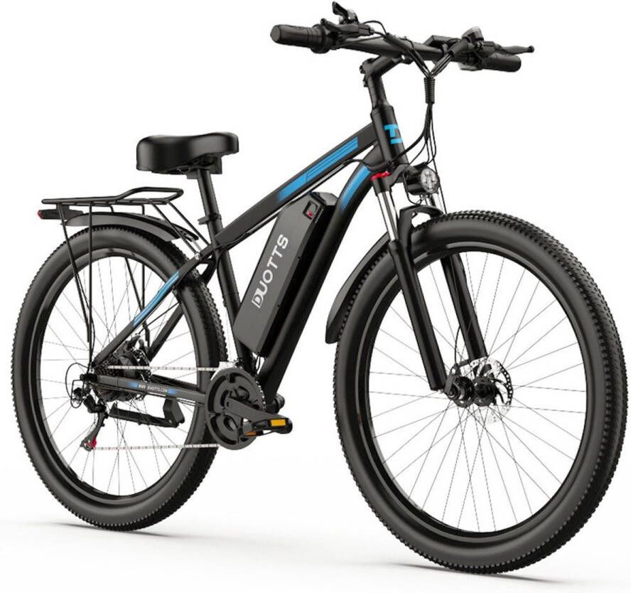 DUOTTS Elektrische Fiets C29 Krachtige 720Wh Verwijderbare Accu 100 km Bereik 29 inch 21 Versnellingen Kettenschakeling Achterwielaandrijving met Brushless Motor Inclusief Bagagedrager en LED-verlichting- Zwart