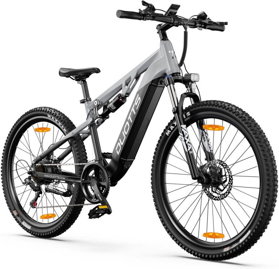 DUOTTS Elektrische Fiets E29 648Wh 13.5Ah Accu 90 km Bereik 48V 250W Bafang Motor- 26x2.6 Inch All Terrain Wielen Shi o 14 Versnellingen Aluminium Frame met Verende Voorvork Elektrische Mountainbike zilver