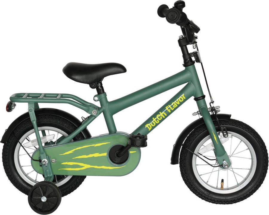 Dutch Flavor Kinderfiets 12 Inch Groen 2 tot 4 jaar Knijprem en terugtrap