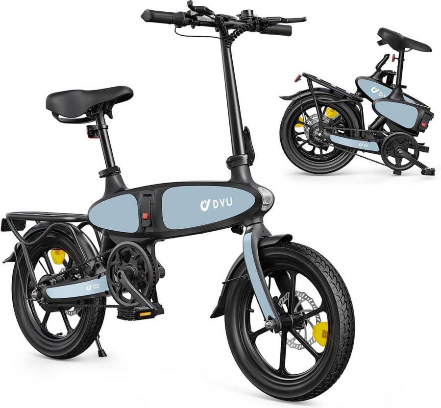 DYU C2 opvouwbare elektrische fiets 48V 7 5 Ah batterij fiets 16 inch 250 W motor verstelbare stoel met achterrek centrale schokdemper stedelijke elektrische vouwfiets