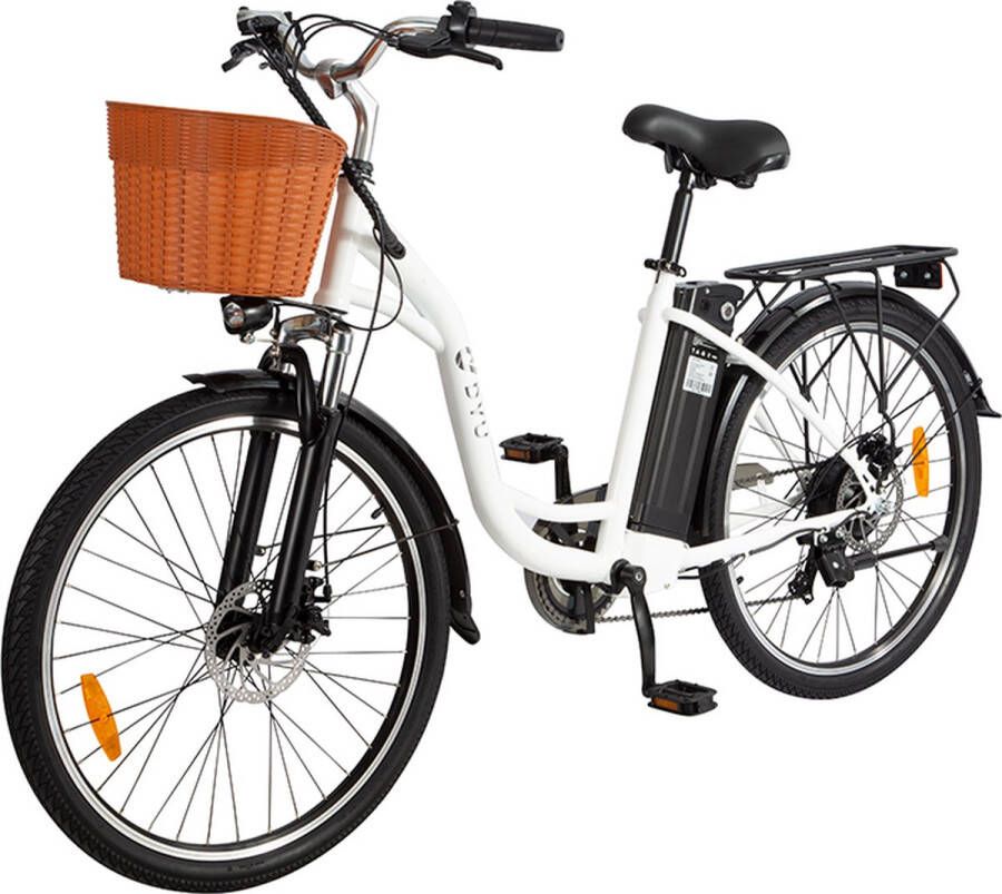 DYU C6 elektrische fiets 36V 12 5Ah 250W-motor 6 modi 26 inch banden ondersteunde pedalen Smart City elektrische fiets wit