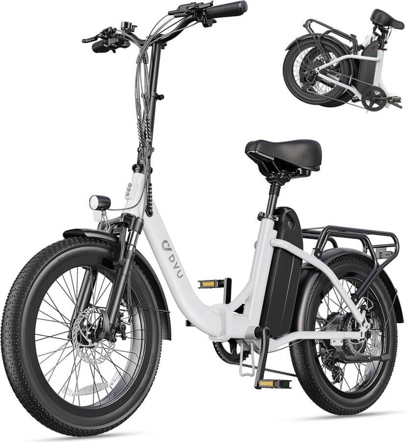 DYU C9 Elektrische Vouwfiets- E-bike voor en heren- elektrische fiets met 48 V 15 6 Ah accu- e-bike 20 x 3 0 inch- e-bike 7 versnellingen met led-display- 250 W motor en 25 km u- bereik tot 150 km City E-bike- app