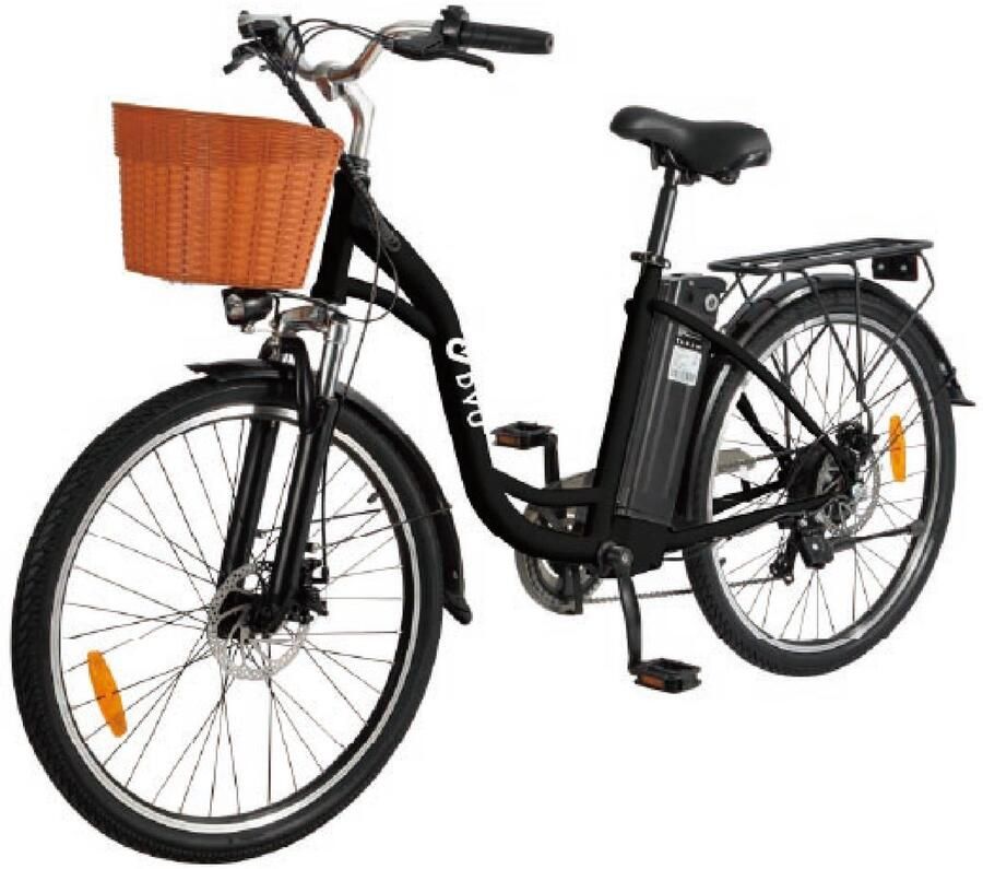 DYU C6 E-Bike 26 inch 43km actieradius 250W motor 36V 12 5Ah accu Dubbele schijfrem Maximaal laadvermogen 120 kg zwart