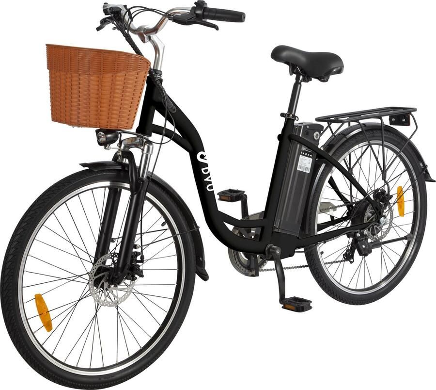 DYU C6 elektrische fiets 36V 12 5Ah 250W-motor 6 modi 26 inch banden ondersteunde pedalen Smart City elektrische fiets zwart