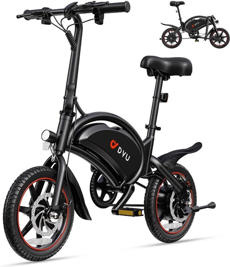 DYU D3S Elektrische Vouwfiets 35–40 km Actieradius 36V 10Ah Accu 250W Motor Voor- en Achter Schijfrem 25 km u Zwart
