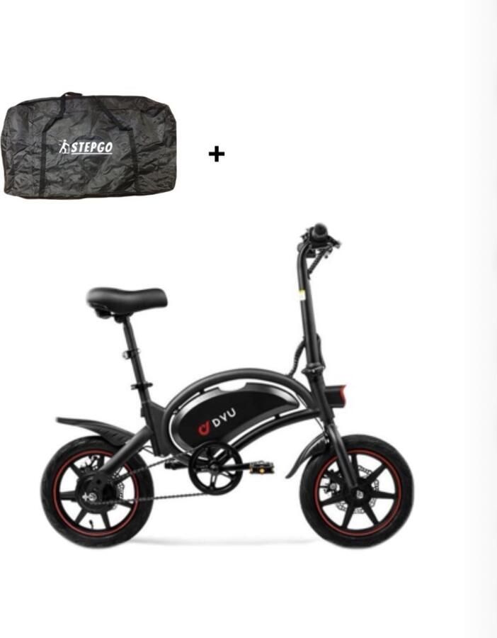 DYU Elektrische vouwfiets D3F elektrische fiets opvouwbaar vouwbaar 25 km h trapondersteuning + waterdichte stepgo beschermhoes reistas