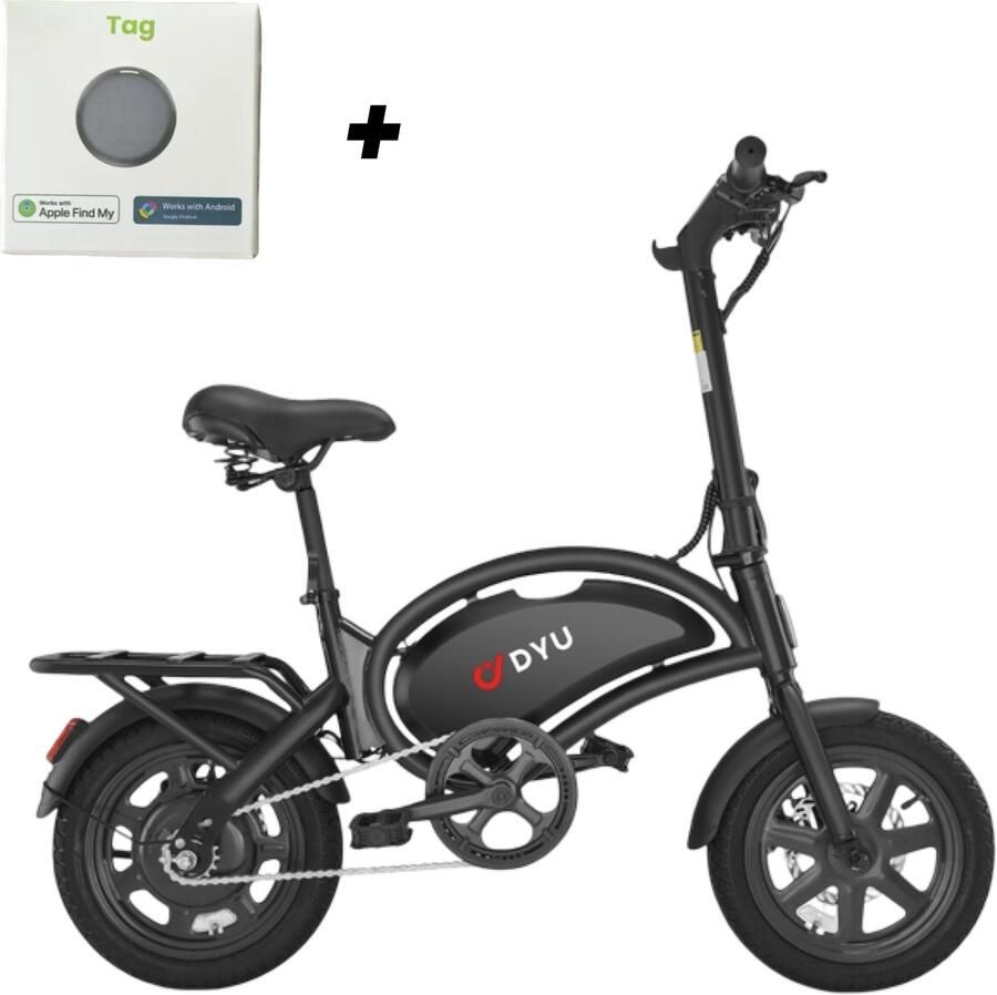 Stepgo Elektrische vouwfiets DYU D3F(S) elektrische fiets opvouwbaar vouwbaar 25 km h trapondersteuning + waterdichte beschermhoes reistas en tracker met traceer systeem