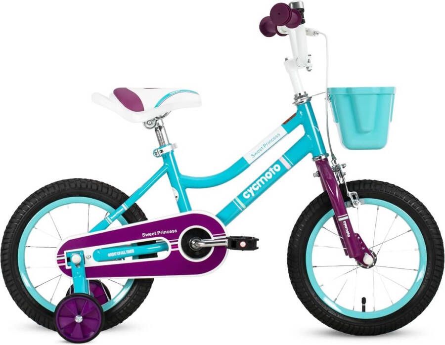 12 14 16 inch kinderfiets voor en 2-7 jaar fiets met steunwielen d handrem schattig design paars roze