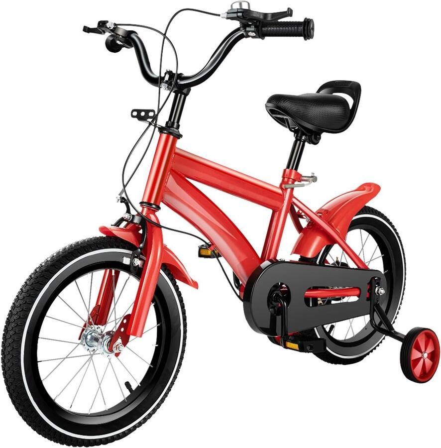 14 inch Kinderfiets en Rood-Zwart Leeftijd 3-7 Jaar