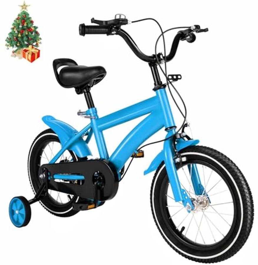 14 Inch Kinderfiets met Steunwielen voor Kinderen van 3 tot 6 Jaar Hoogte Verstelbaar Veilig en Kleurrijk