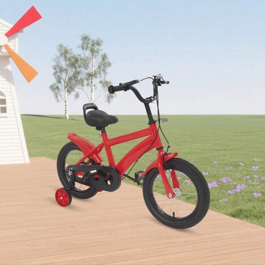 14-inch kinderfiets met zijwieltjes verstelbare zithoogte dubbele remmen kinderfiets kinderleerfiets voor jo