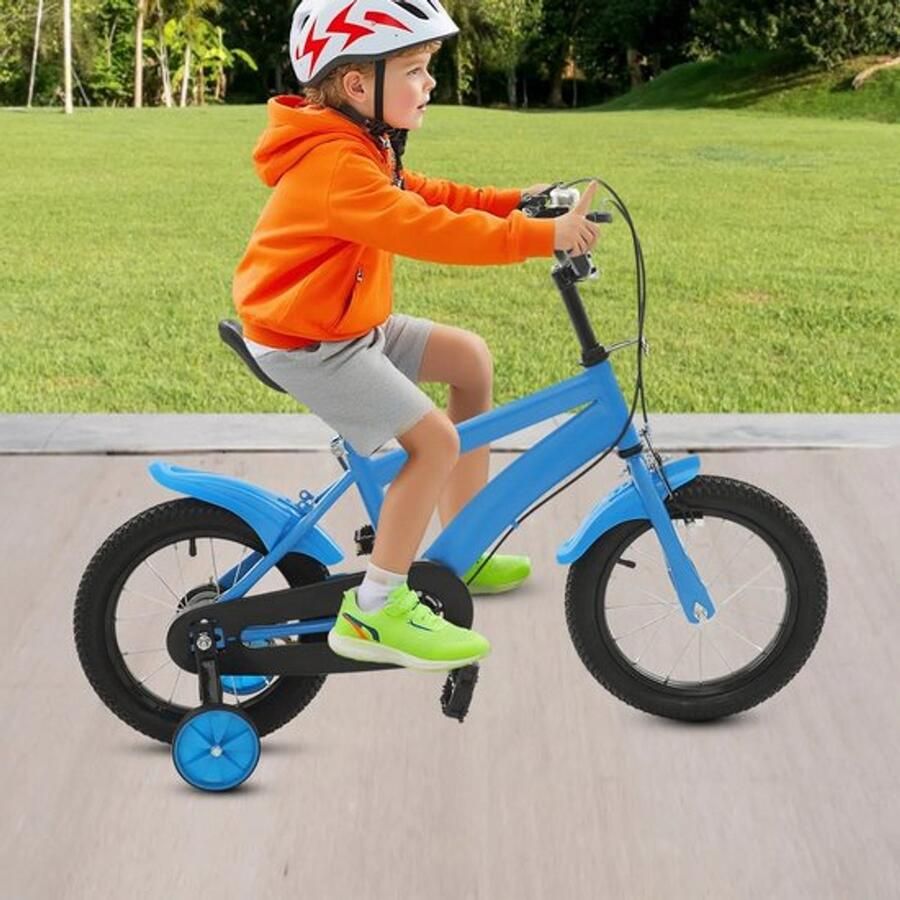 14-inch kinderfiets met zijwieltjes verstelbare zithoogte dubbele remmen kinderfiets kinderleerfiets voor jo - Foto 2