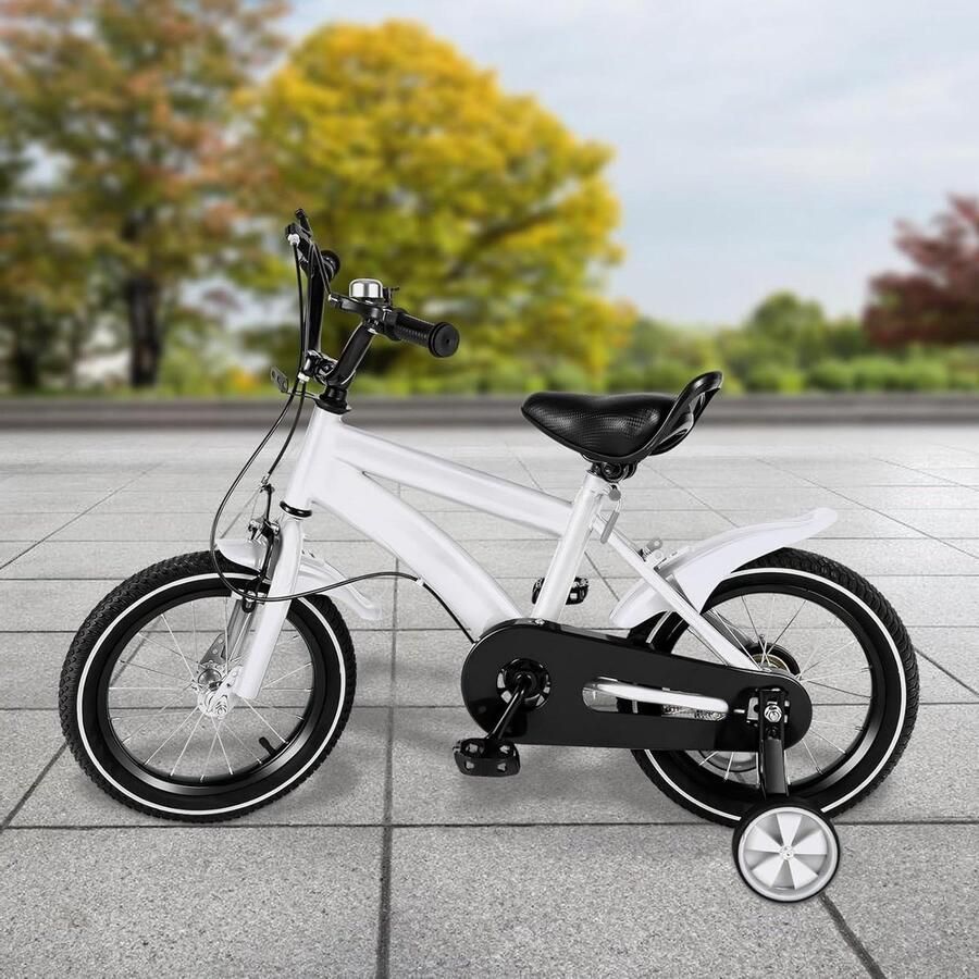 14 inch kinderfiets peuterfiets loopfiets met ouderstuurgreep in hoogte verstelbare zitting rubberen banden schokdempervork voor en beginners 3-6 jaar 100-115 cm