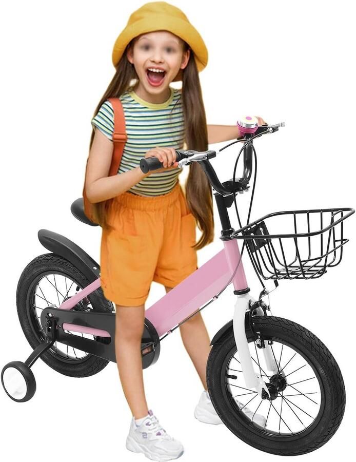 14 inch Kinderfiets Roze (Jongen & ) met Zijwieltjes en Verstelbaar Zadel