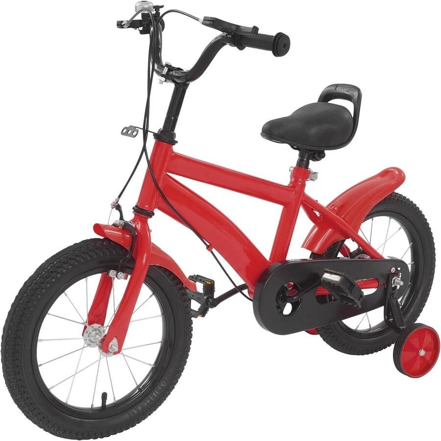 14 inch kinderfiets voor en kinderfietsen met steunwielen bel en spatborden zithoogte 43-49 cm hoogte armleuning 66-73 cm fiets voor kinderen van 3 tot 7 jaar