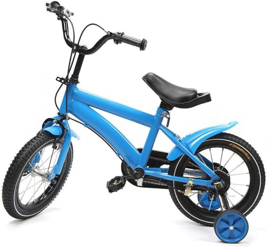 Kinderfiets 14 inch voor en met steunwielen en handrem