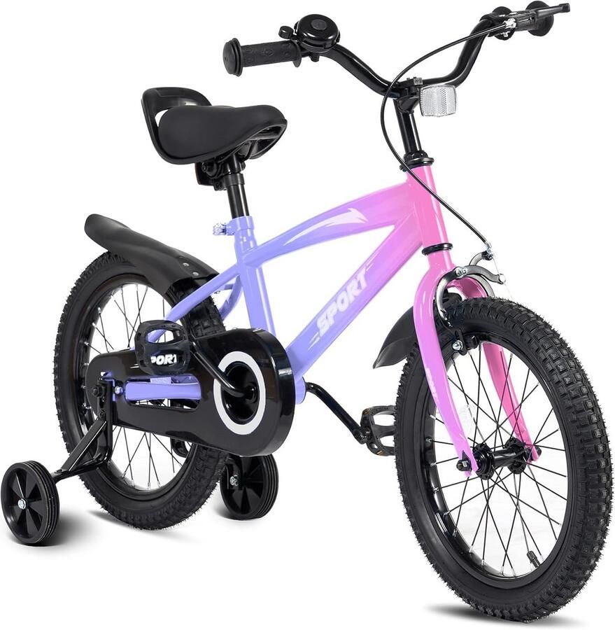 14 Inch Kinderfiets voor en met Steunwielen en Verstelbare Zitting