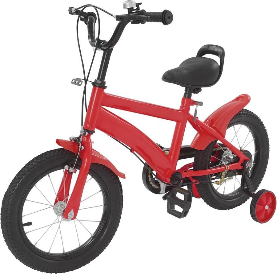 14 Inch Kinderfiets voor Kinderen van 3 tot 6 Jaar Geüpgraded Design met Steunwielen en Verstelbare Hoogte