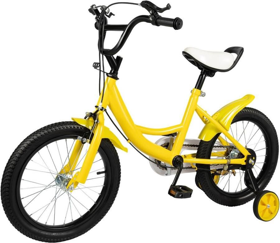 16 Inch Kinderfiets (Jongens & s) 5-8 Jaar Met Zijwieltjes & Dubbele Rem
