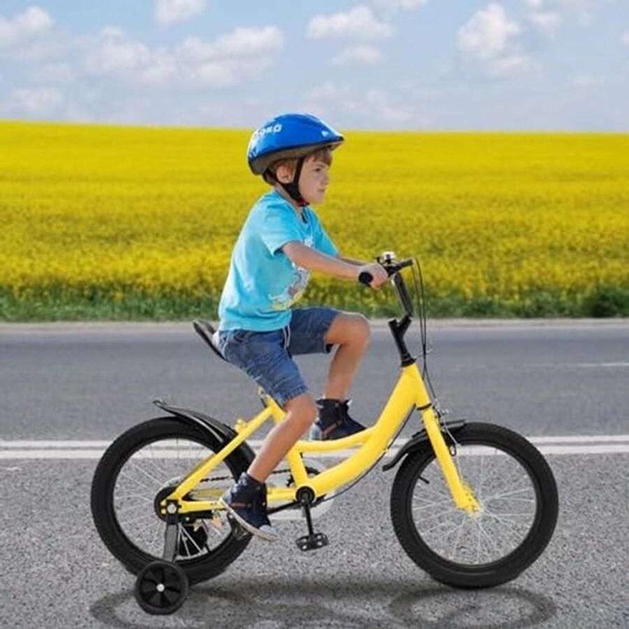16 inch kinderfiets Voor en Verstelbaar met spatborden en kettingafdekking 5 tot 8 jaar