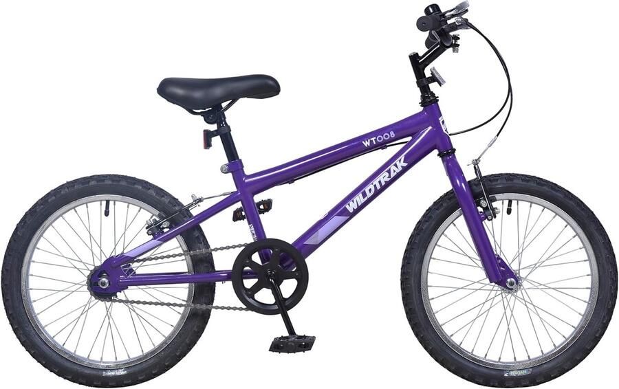 18 inch meisjesfiets voor kinderen van 6-8 jaar met verstelbare remmen paars