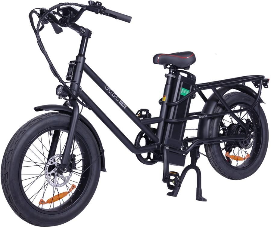 1x Elektrische Fatbike 250W Motor 48V 15.6Ah 80km Bereik 20x3 0 banden Dubbele schijfrem zwart