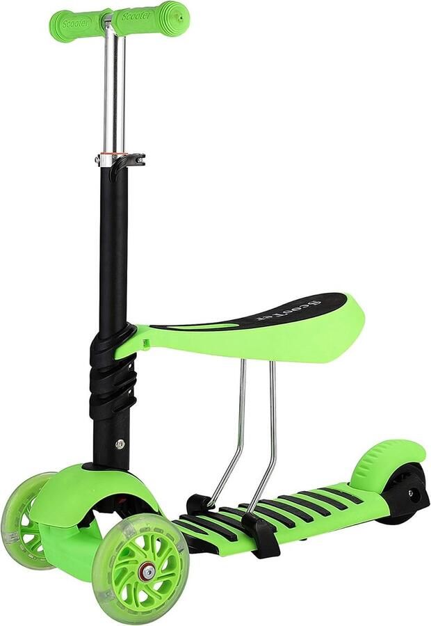 2-in-1 Kinderstep Loopfiets met Zitje Groen Lieve sbeestje Leeftijd 3+