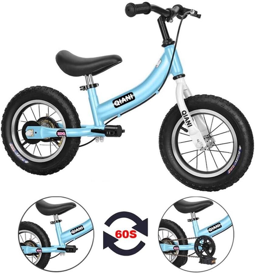 2-in-1 Loopfiets met Pedalen en Zijwieltjes voor Kinderen 2-7 Jaar
