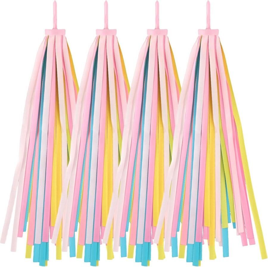 2 Paar Kinderfiets Stuurstreamers Glitter Roze Blauw Decoratie voor Fietsen en Steps