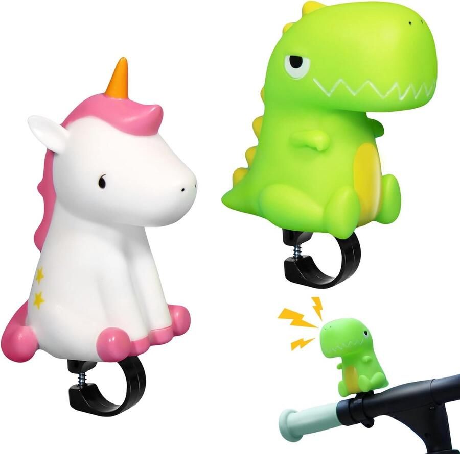2-Pack Kinderfietsbellen Dinosaurus Eenvoudige Montage voor Fiets Driewieler en Loopfiets