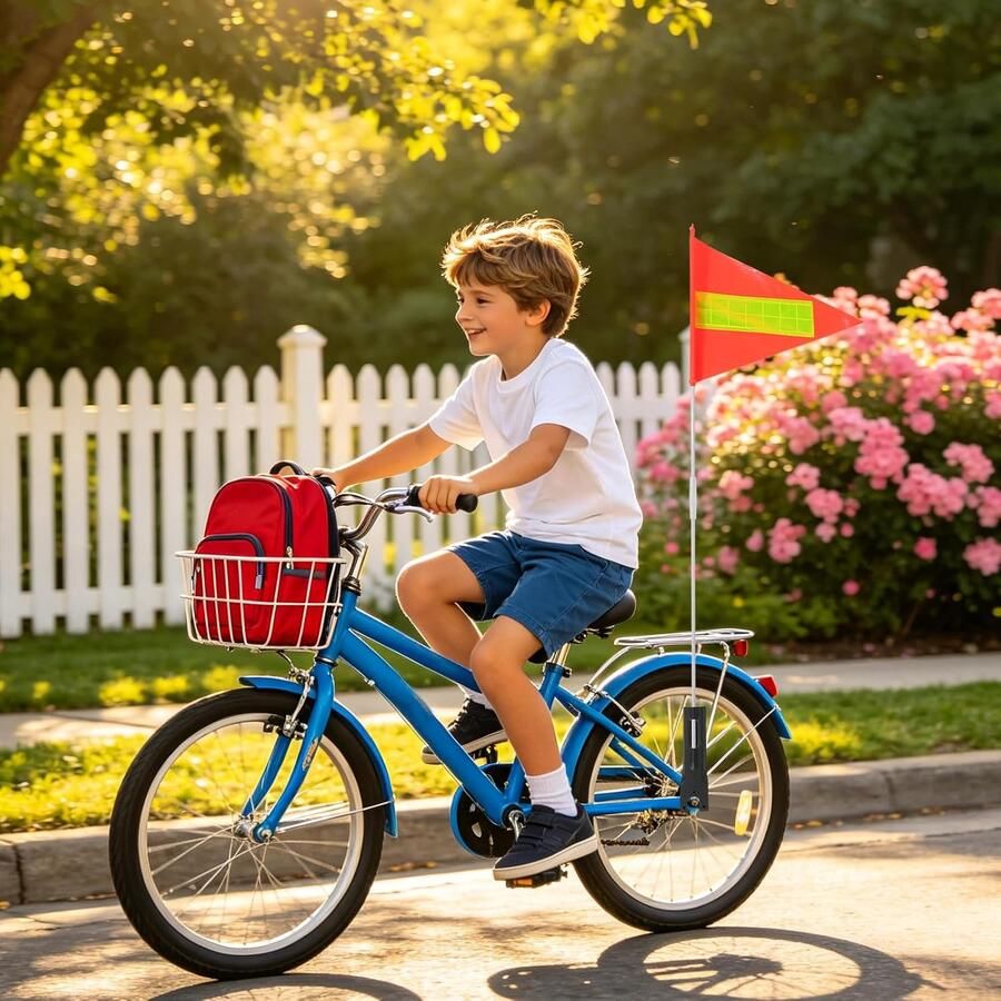 2 Sets Bike Safety Flag met Reflecterende Flexibele Vlaggenstok Weerbestendig Scheurvast Fietsvlag voor Kinderfietsen Fietstrailers Kinderwagens Hoge Zichtbaarheid Veiligheid