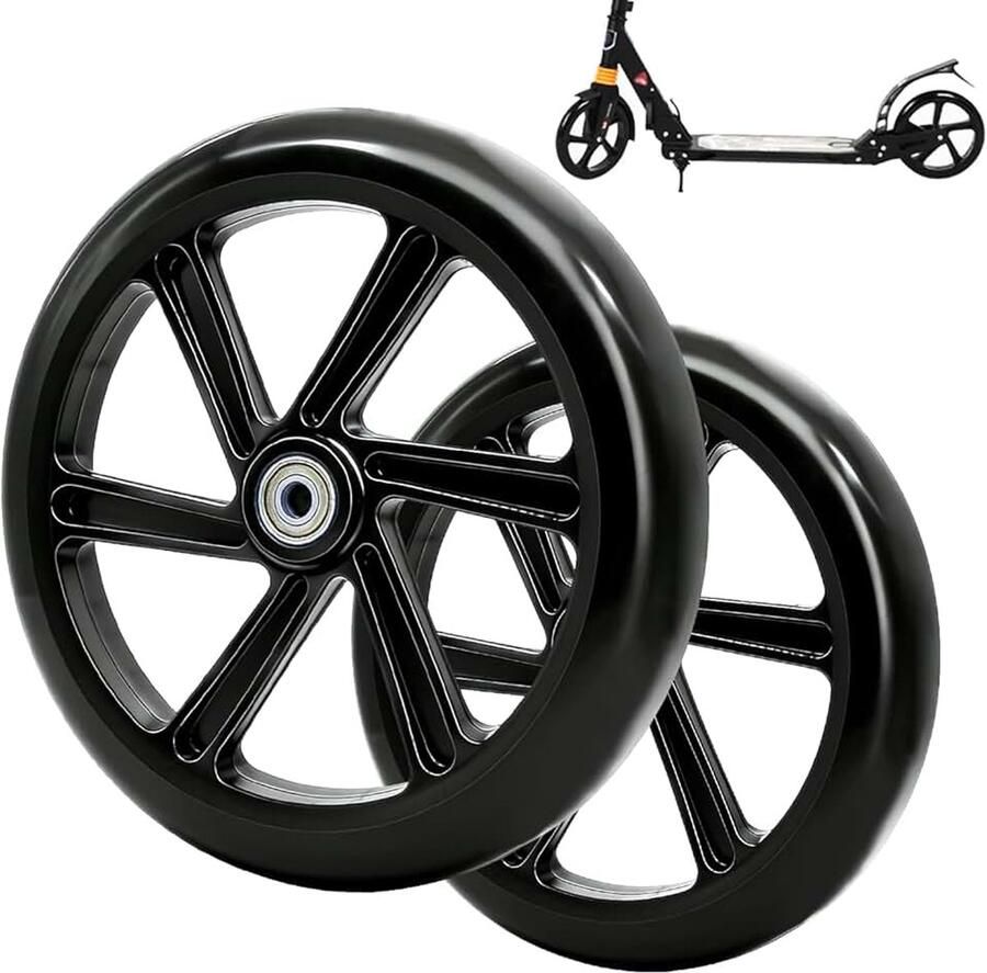 2 stuks 200 mm scooterwielen reservewielen met ABEC-9-lagers antislip scooterwielen stadsscooterbanden reservewielen universeel voor stadssteppen en e-scooters
