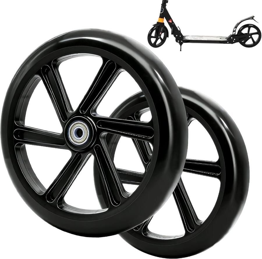 2 stuks 200 mm scooterwielen reservewielen met ABEC-9-lagers antislip scooterwielen stadsscooterbanden reservewielen universeel voor stadssteppen en e-scooters