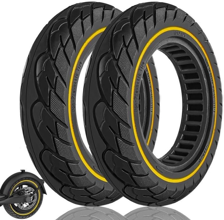 2 stuks banden 10 x 2 0 10 x 2 125 inch voor Xiaomi 3 Lite Essential Pro2 5TH WHEEL V30PRO elektrische step antislip lekvrij robuust 50 75-6 1 inch voor achter geel