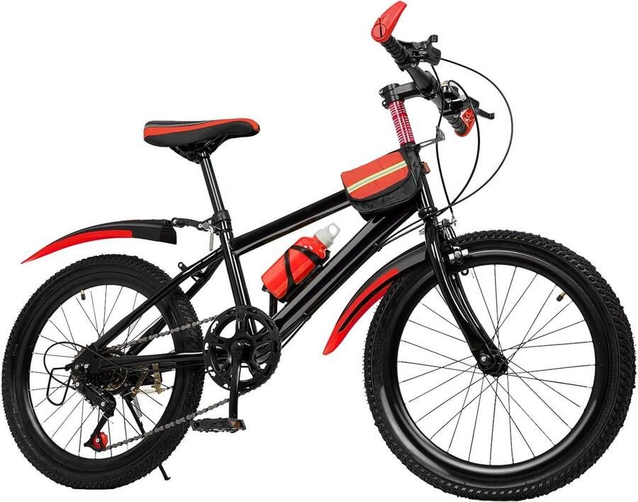 20 inch Kinderfiets Mountainbike 7 Versnellingen voor en Inclusief Waterkoker en Opbergtas