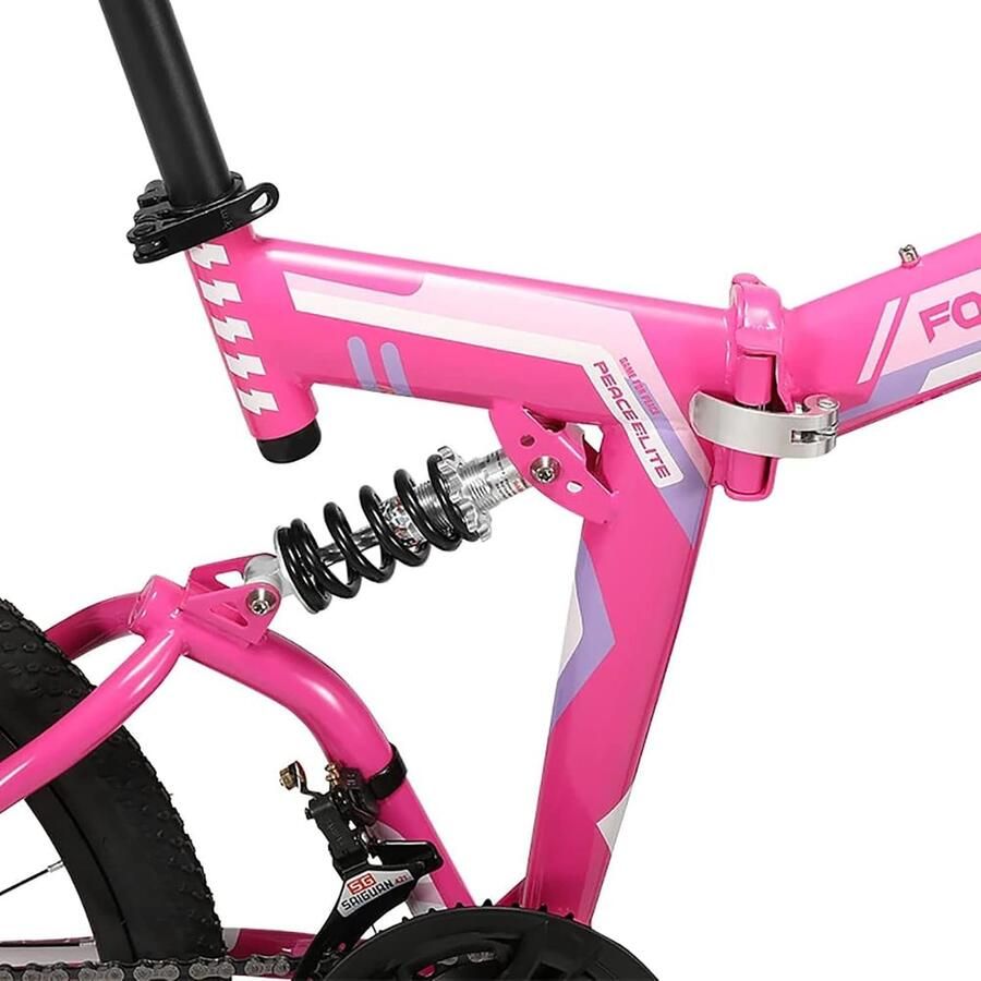 24 Inch Folding Mountain Bike Adult Mountain Bike Full Suspension MTB Gears Double Disc Brakes Aluminum Large ShopVlot