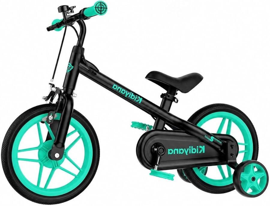 3-in-1 Kinderfiets Loopfiets Kinderfiets Leren Fietsen Licht Aluminium Frame 12 inch Groen