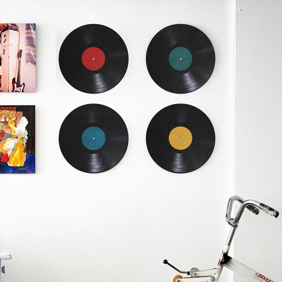 3 Sets Vinyl Record Wall Stickers Retro Vintage Tear Resistant Decals voor Woonkamer Muziekfeest Per Set