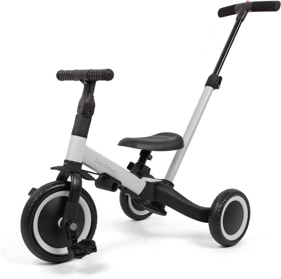 4-in-1 driewieler kinderfiets balansfiets loopfiets met duwstang voor en van 1 tot 3 jaar belasting 25 kg grijs