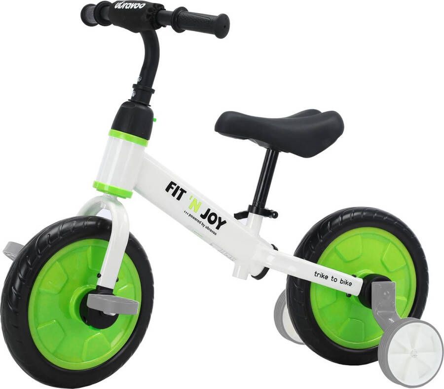 BBV 4 in 1 Kinderfietsen Kinderfiets 12 inch Loopfiets Zeiwieltjes Gro\en wit Tot 30KG 63x76x37cm