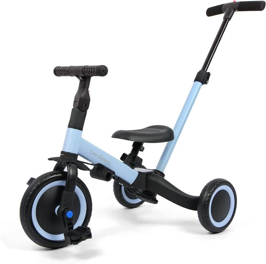 4-in-1 Loopfiets en Driewieler Kinderfiets met Duwstang voor en 1-3 Jaar