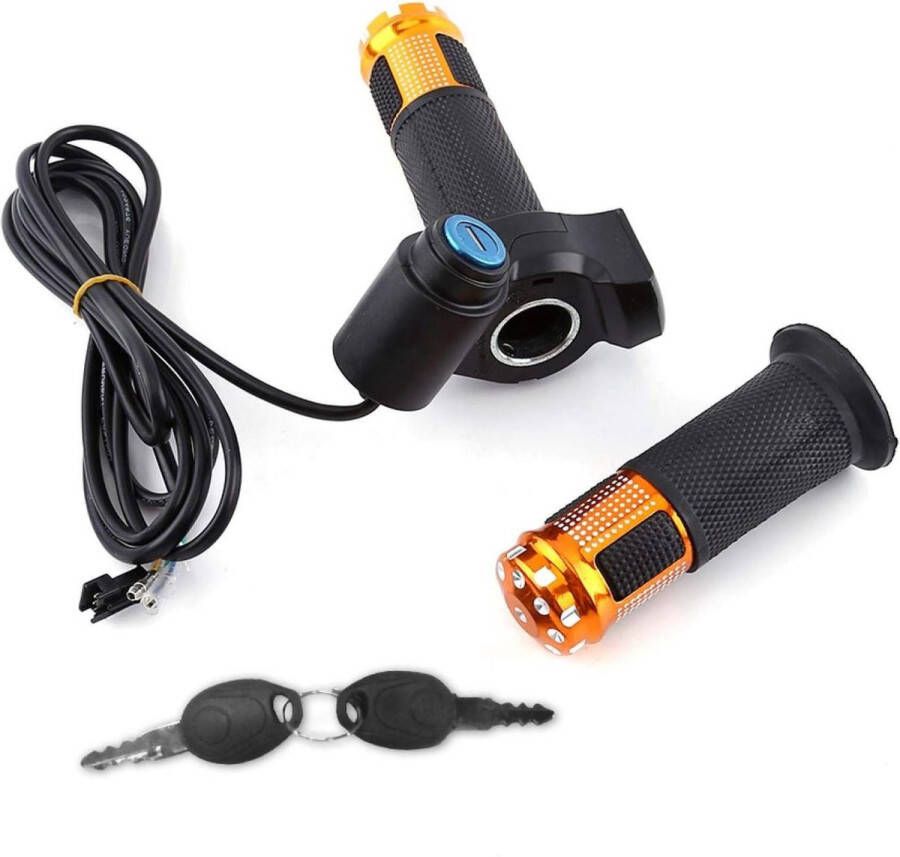 4 Kleuren Twist Throttle Grips Met LED Scherm en Sleutel Klop Stuur Handvat Voor Elektrische Fiets Goud