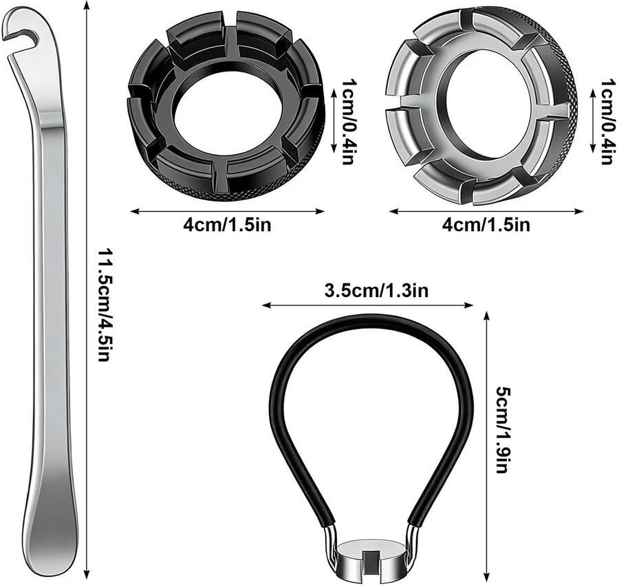 5-delige fietssleutelset fietsspaken gereedschapsset met universele spaaksleutels en bandenlichters fietsreparatiegereedschap voor racefiets MTB e-bike spaken instellen