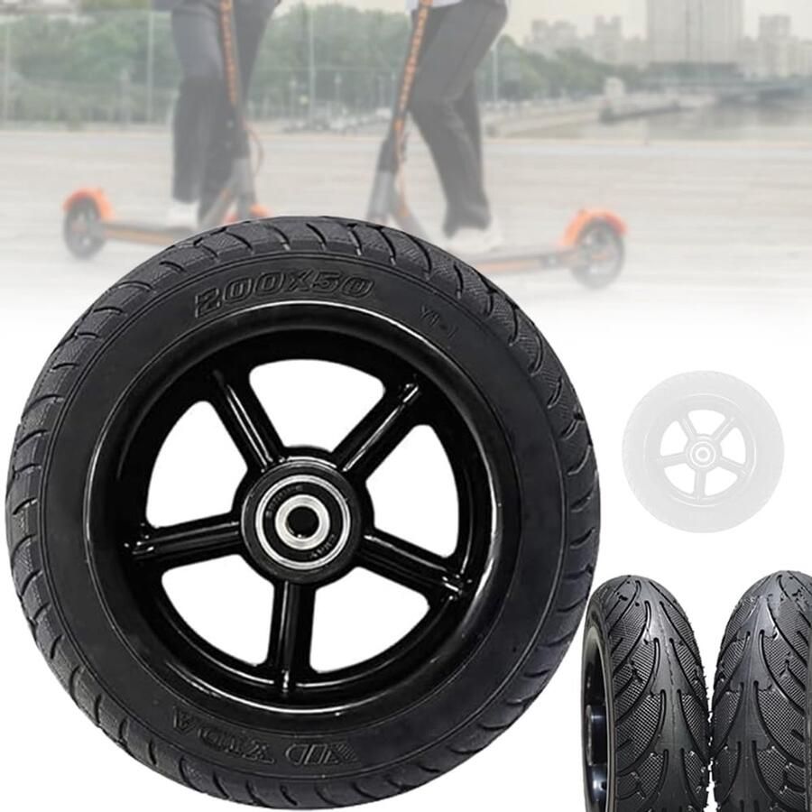 8 inch volledig voorwiel 200 x 50 reservewielen voor scooter elektrische scooter massief rubberen banden met naaf antislip schokbestendig voor elektrische scooter