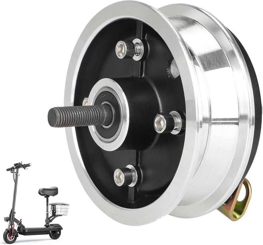 8-inch voorwielnaaf voor Dualtron Speedway Mini 4 Pro SpeedTrott GX12 elektrische scooter voorwielnaaf voor elektrische auto stalen velg 200x50 trommelremnaaf trommelrem voorwiel (met as) - Foto 1