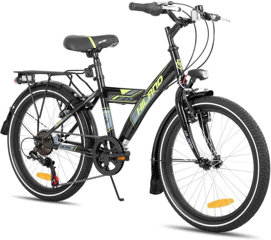 Aafinity Mountainbike Fiets BMX Fiets 24 inch 51 cm Zwart met lichtgroen Makkelijk in elkaar te zetten Handrem 6 versnellingen