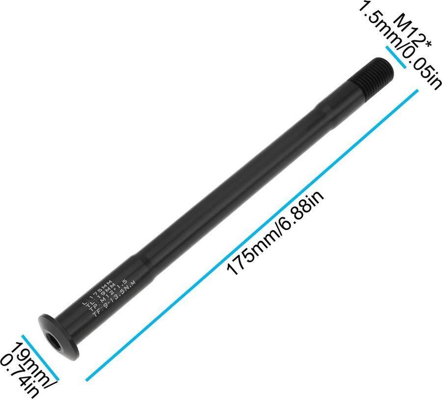 Achteras Lichtgewicht Aluminium M12x1.5 Schroefdraad Lengte 175mm Corrosiebestendig Geschikt voor MTB Racefietsen Verbeterde Stabiliteit Steekas